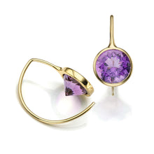 Load image into Gallery viewer, Toby Pomeroy 14K Yellow Gold Short Comet Earrings with Amethyst