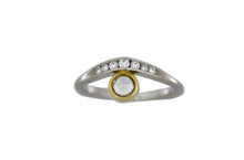 Load image into Gallery viewer, Ring with gold and white design on a white background