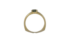 Load image into Gallery viewer, Gold ring with a green gemstone on a white background