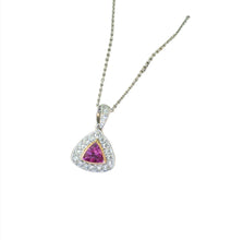 Load image into Gallery viewer, Pink Trillion Sapphire Earring and Pendant Set