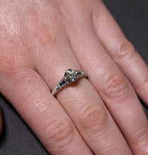Load image into Gallery viewer, Diamond and Sapphire Engagement Ring