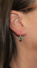 Load image into Gallery viewer, Natural Emerald Earrings With Diamond Halo
