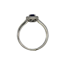 Load image into Gallery viewer, Bright Blue Sapphire Ring With Halo