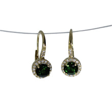 Load image into Gallery viewer, Parade's Green Tourmaline With Halo Earrings