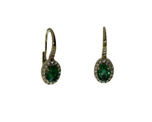 Load image into Gallery viewer, Natural Emerald Earrings With Diamond Halo