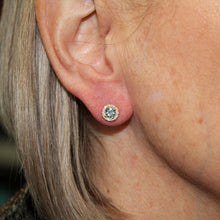 Load image into Gallery viewer, Green Sapphire Halo Studs