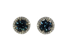 Load image into Gallery viewer, Montana Blue Sapphire Halo Studs