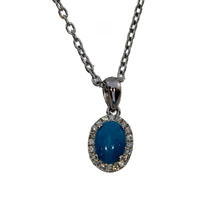 Load image into Gallery viewer, Oval Turquoise With Diamond Halo Pendant