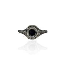 Load image into Gallery viewer, Vintage Inspired Platinum and Blue Sapphire Ring
