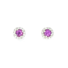 Load image into Gallery viewer, Pink Sapphire Halo Studs