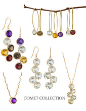 Load image into Gallery viewer, Toby Pomeroy 14K Yellow Gold Long Comet Earrings with Amethyst