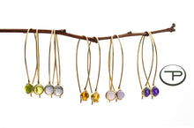 Load image into Gallery viewer, Toby Pomeroy 14K Yellow Gold Comet Earrings with Cabochon Amethyst