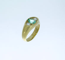 Load image into Gallery viewer, Unisex Green-Blue Beryl & Diamond Ring in 14K Yellow Gold – Olufson Designs Original