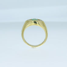 Load image into Gallery viewer, Unisex Green-Blue Beryl & Diamond Ring in 14K Yellow Gold – Olufson Designs Original