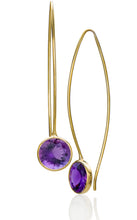 Load image into Gallery viewer, Toby Pomeroy 14K Yellow Gold Long Comet Earrings with Amethyst