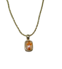 Load image into Gallery viewer, One-of-a-Kind Orangey-Pink Chalcedony Cabochon Pendant in 14K Yellow Gold