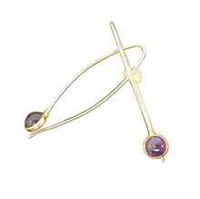 Load image into Gallery viewer, Toby Pomeroy 14K Yellow Gold Comet Earrings with Cabochon Amethyst
