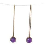Load image into Gallery viewer, Toby Pomeroy 14K Yellow Gold Comet Earrings with Cabochon Amethyst
