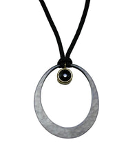 Load image into Gallery viewer, Toby Pomeroy 34 mm Sterling Silver Oval Eclipse Pendant with Black Spinel
