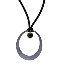 Load image into Gallery viewer, Toby Pomeroy 34 mm Sterling Silver Oval Eclipse Pendant with Black Spinel