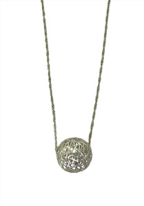 White Gold Wire Sphere Necklace