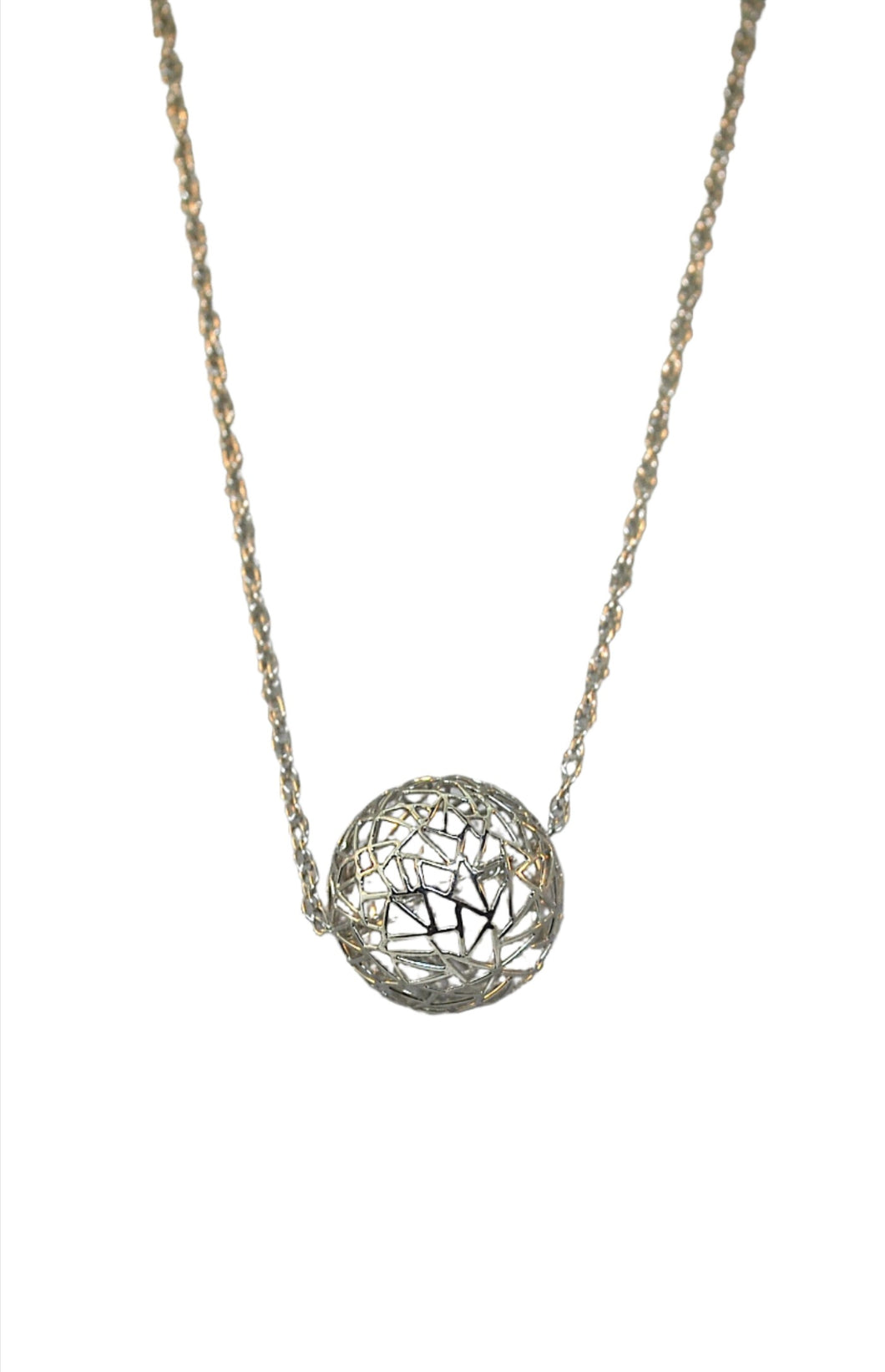 White Gold Wire Sphere Necklace
