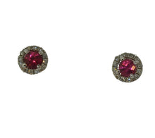 Load image into Gallery viewer, Red Spinel Halo Earrings