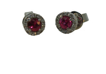 Load image into Gallery viewer, Red Spinel Halo Earrings