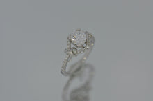 Load image into Gallery viewer, Satin Accented Lyria Halo Semi Mount engagement ring