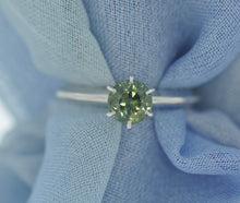 Load image into Gallery viewer, Green-Blue Montana Sapphire Solitaire