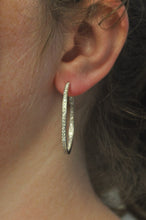 Load image into Gallery viewer, 18K White Gold Inside-Out Diamond Oval Hoops – 1.30cttw