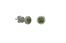 Load image into Gallery viewer, Green Zircon Halo Studs