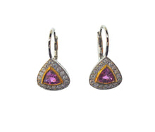 Load image into Gallery viewer, Pink Trillion Sapphire Earring and Pendant Set