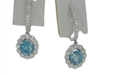 Load image into Gallery viewer, Blue Zircon Diamond Dangle Earrings