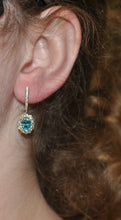 Load image into Gallery viewer, Blue Zircon Diamond Dangle Earrings