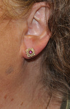 Load image into Gallery viewer, Retro-like Diamond and Ruby Earrings