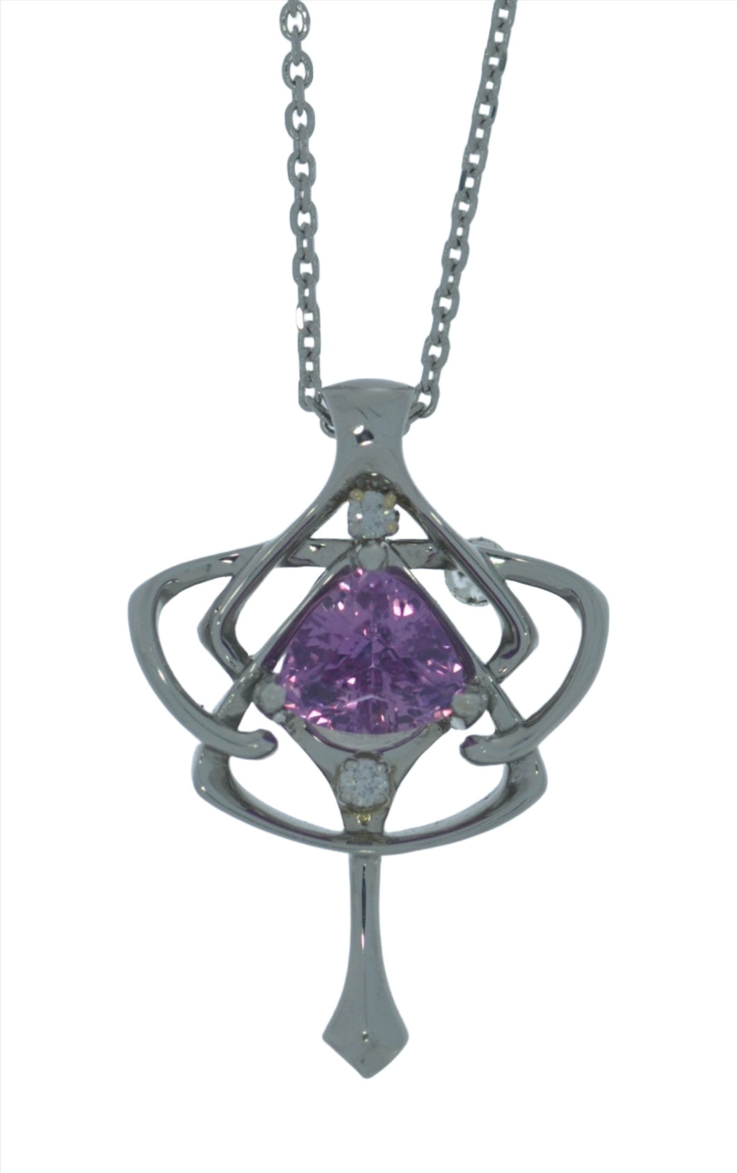 Fan Design Pendant with Pink Sapphire
