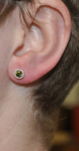 Load image into Gallery viewer, Green Zircon Studs With Diamond Halos