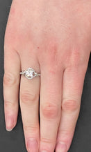 Load image into Gallery viewer, Satin Accented Lyria Halo Semi Mount engagement ring