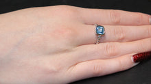 Load image into Gallery viewer, Blue Topaz Ring With Dot Chains