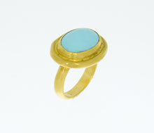 Load image into Gallery viewer, Turquoise Wrapped in 24K Yellow Gold Ring