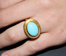 Load image into Gallery viewer, Turquoise Wrapped in 24K Yellow Gold Ring