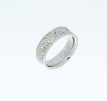 Load image into Gallery viewer, White Gold Swirl Wedding Band