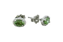 Load image into Gallery viewer, Tourmaline and Diamond stud Earrings: 14K White Gold