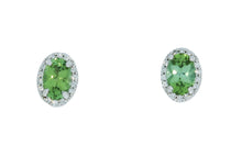 Load image into Gallery viewer, Tourmaline and Diamond stud Earrings: 14K White Gold