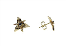 Load image into Gallery viewer, Blue Sapphire Trillium Earrings