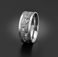 Load image into Gallery viewer, Studio 311 Wide Two Tone Starry Night w/ Diamonds Wedding Band