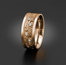 Load image into Gallery viewer, Studio 311 Wide Two Tone Starry Night w/ Diamonds Wedding Band