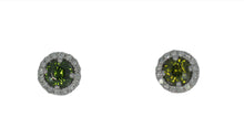 Load image into Gallery viewer, Green Zircon Halo Studs
