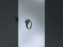 Load and play video in Gallery viewer, Natalie K  semi-mount: 14KW ring for 1ct princess-cut center with halo and diamonds
